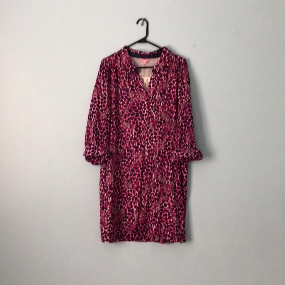Lilly Pulitzer Giraffe magenta and navy dress